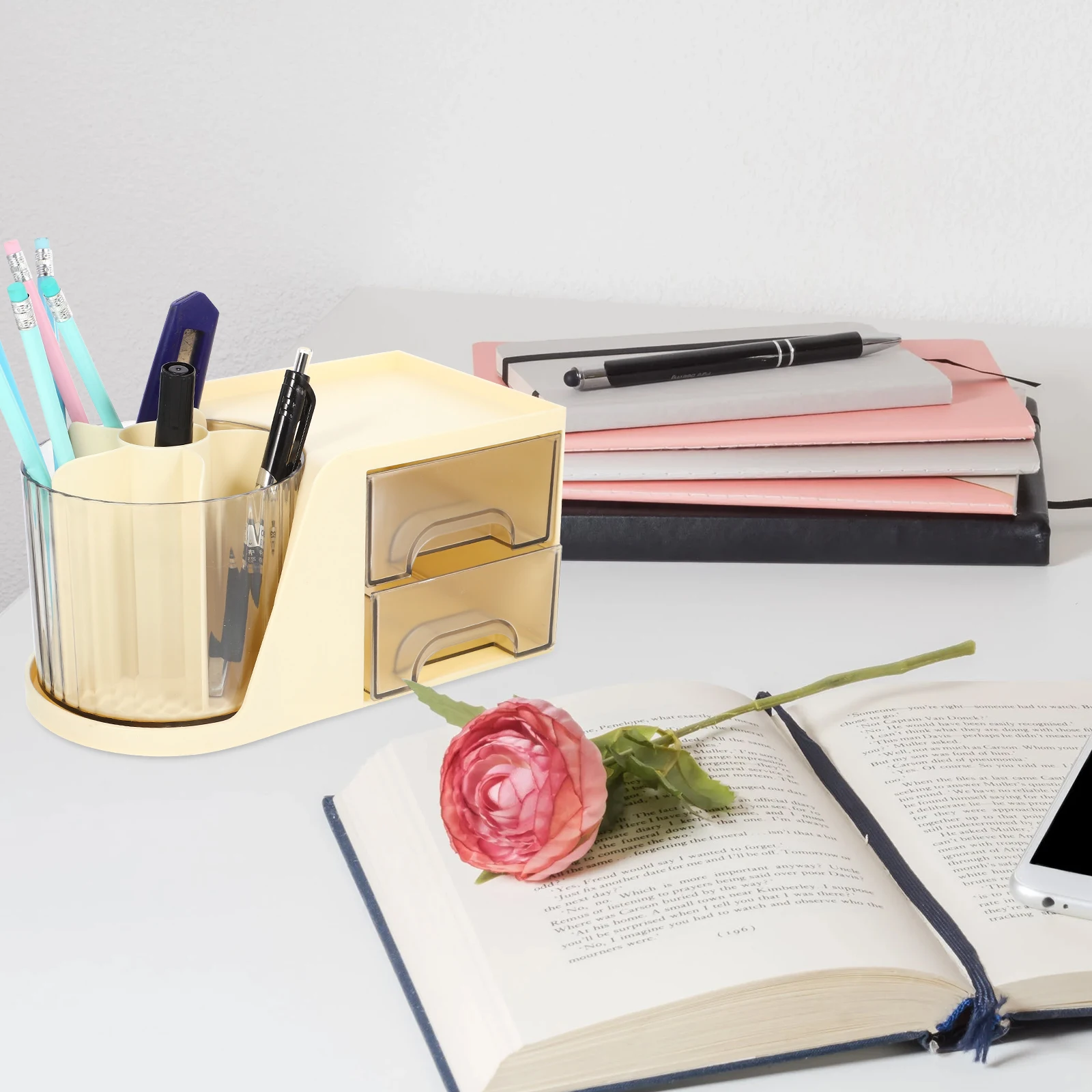 1pc Rotating Pen Holder Desk Organizer Plastic Storage Box Office Bedroom Accessories Stationery Brushes Remote
1pc Rotating Pen Holder Desk Organizer Plastic Storage Box Office Bedroom Accessories Stationery Brushes Remote