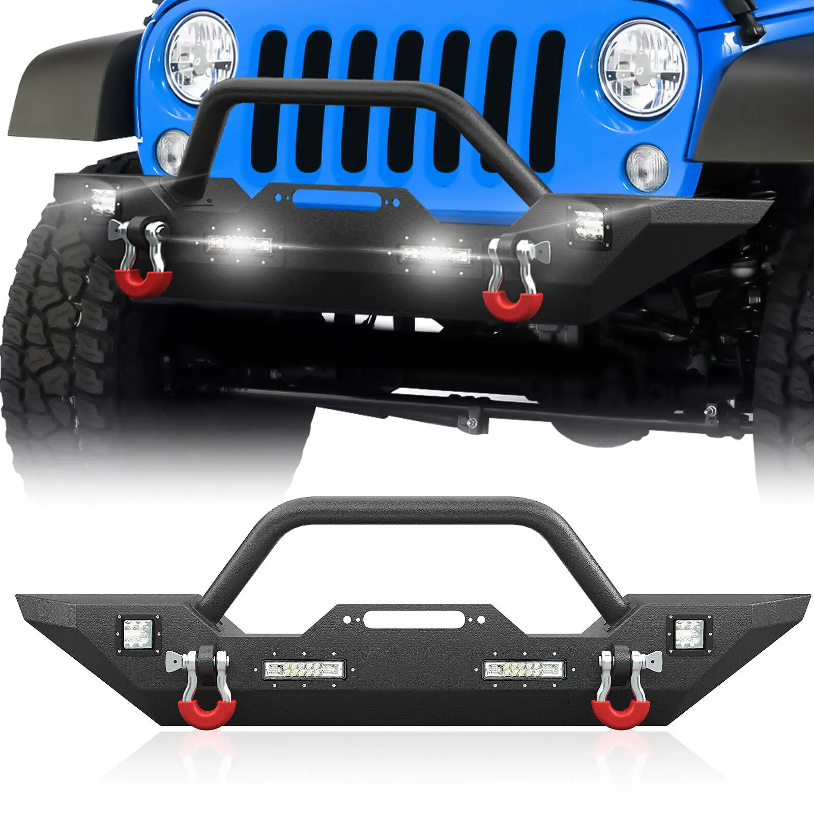 Front Bumper with Winch Plate + 4 X 18W LED Lights for 2007-2025 Jeep Wrangler JK JL JKU JLU Unlimited & 2020-2025 Gladiator JT
Front Bumper with Winch Plate + 4 X 18W LED Lights for 2007-2025 Jeep Wrangler JK JL JKU JLU Unlimited & 2020-2025 Gladiator JT