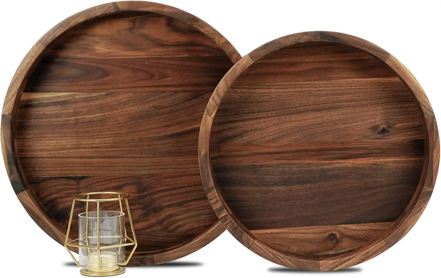 Set Of 2 Large Round Bla Walnut Wood Ottoman Tray With Handles, Serve Tea, Coffee, Classic Wooden Circular Decorative Serving
Set Of 2 Large Round Bla Walnut Wood Ottoman Tray With Handles, Serve Tea, Coffee, Classic Wooden Circular Decorative Serving