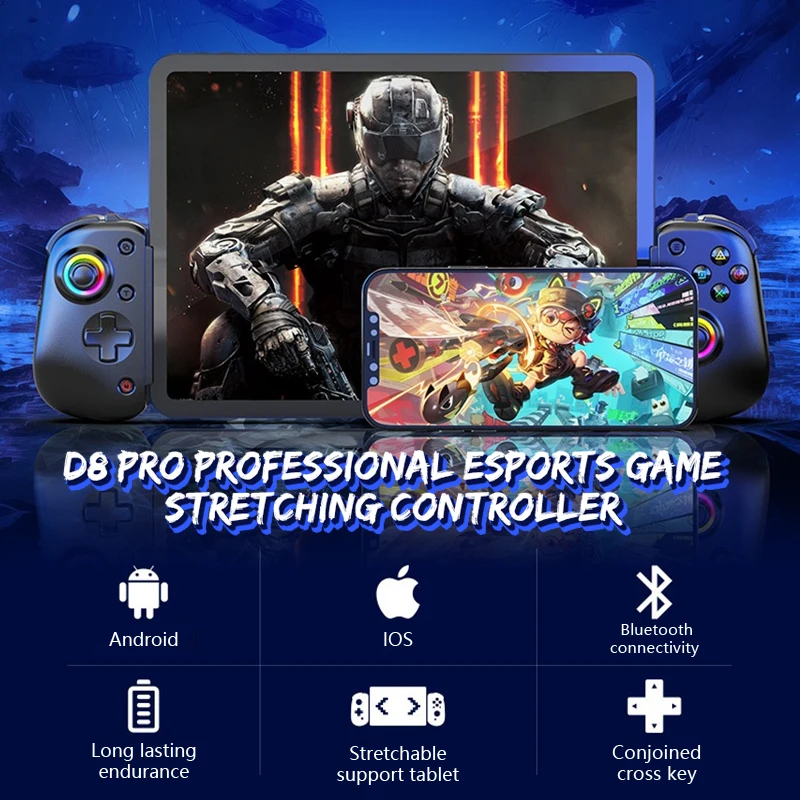 Wireless Phone Controller With RGB Light Bluetooth Hall Joystick Gamepad For Iphone Android Tablet For Switch Turbo Function
Wireless Phone Controller With RGB Light Bluetooth Hall Joystick Gamepad For Iphone Android Tablet For Switch Turbo Function