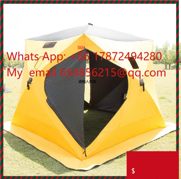 Outdoor Hexagon Hub Tent Portable up Custom Cube Hiking Insulated Ice Fishing Tent 6 Person Winter Camping Tent
Outdoor Hexagon Hub Tent Portable up Custom Cube Hiking Insulated Ice Fishing Tent 6 Person Winter Camping Tent