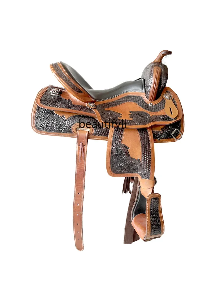 Western Saddle Horse Riding Supplies Cowhide Carving Riding Equipment Full Set Horse Harness Western Saddle Saddle Leather
Western Saddle Horse Riding Supplies Cowhide Carving Riding Equipment Full Set Horse Harness Western Saddle Saddle Leather