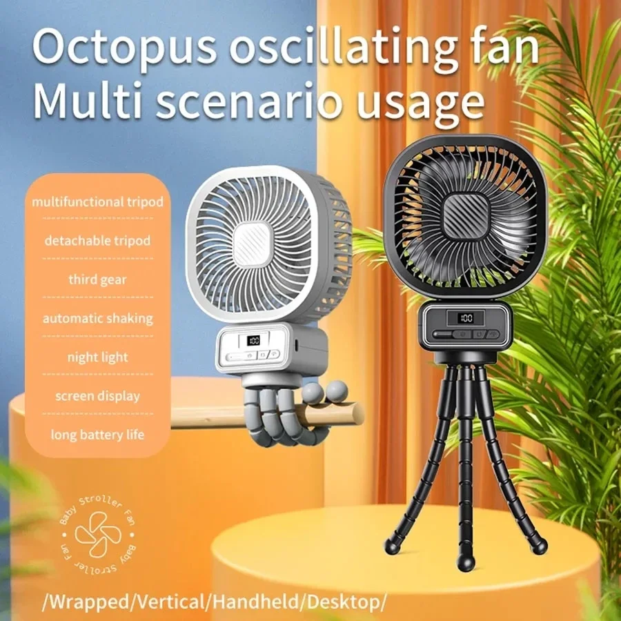 Octopus Fan 5000mAh Rechargeable 270° Oscillating Fan Portable Arbitrary Suspension Suitable for Outdoor Activities Camping Fan
Octopus Fan 5000mAh Rechargeable 270° Oscillating Fan Portable Arbitrary Suspension Suitable for Outdoor Activities Camping Fan
