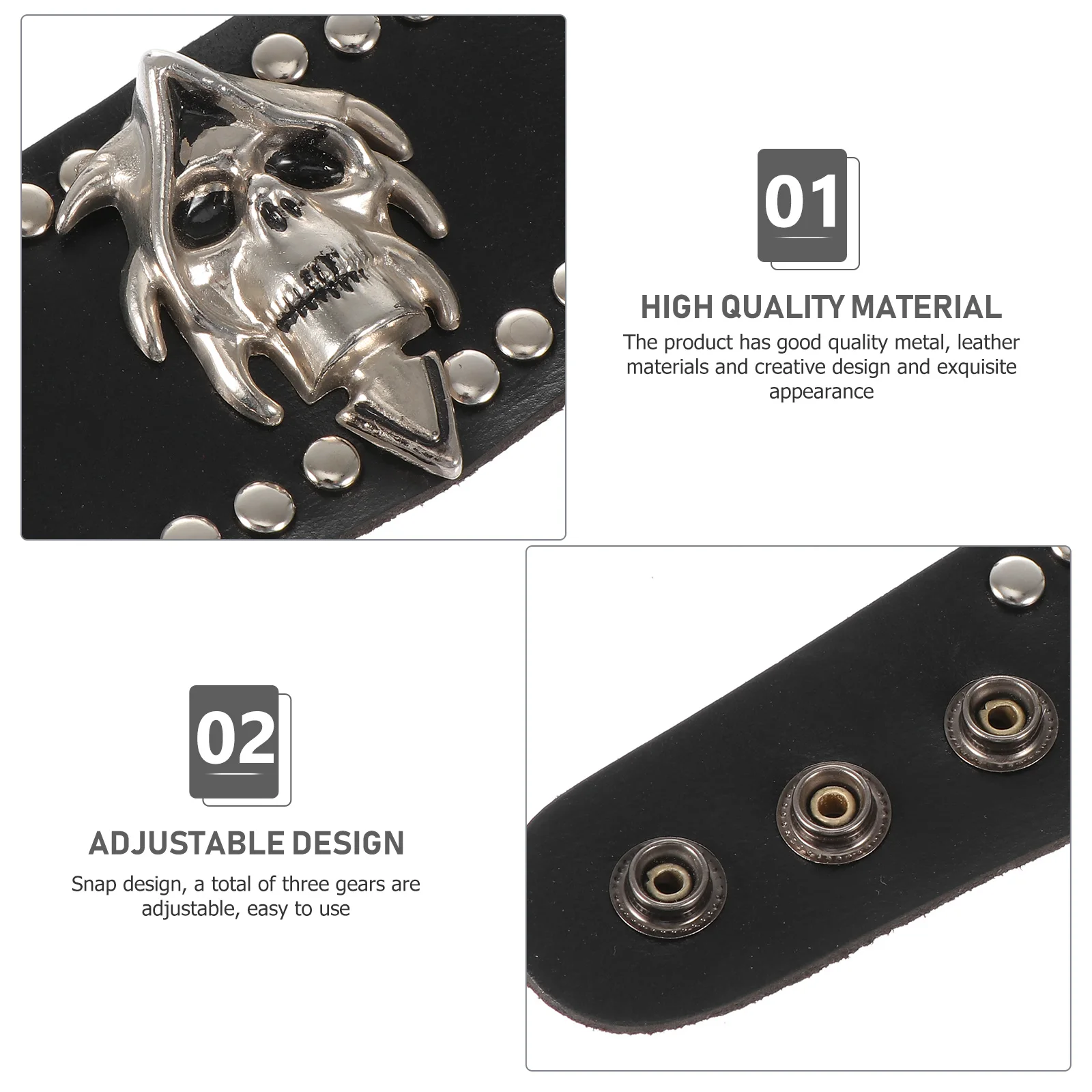 1pc Premium Metal Punk Style Skull Wrist Bracelet For Men Women Vintage Adjustable Fashion Accessory Daily Retro Rivet
1pc Premium Metal Punk Style Skull Wrist Bracelet For Men Women Vintage Adjustable Fashion Accessory Daily Retro Rivet