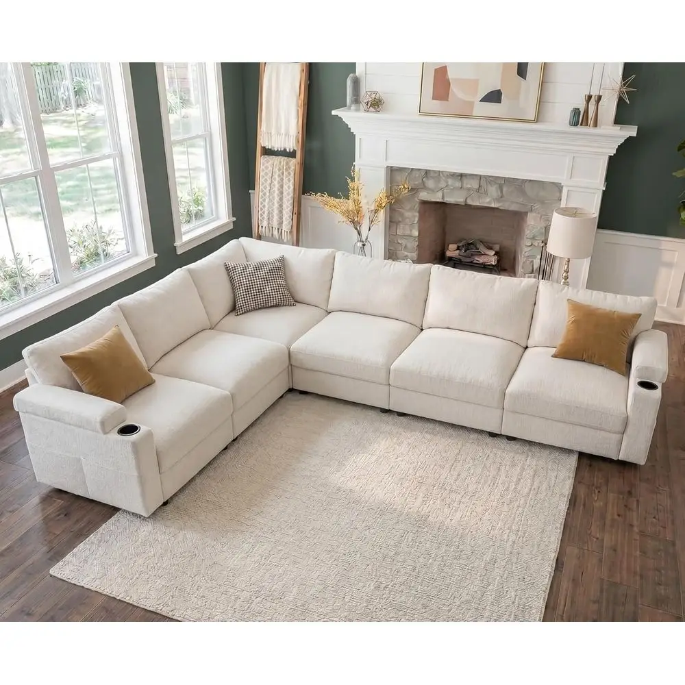Velvet Cloud-Shaped Convertible Sleeper Sofa with Detachable Chaise and Cushions (Beige, 6 Seats)
Velvet Cloud-Shaped Convertible Sleeper Sofa with Detachable Chaise and Cushions (Beige, 6 Seats)