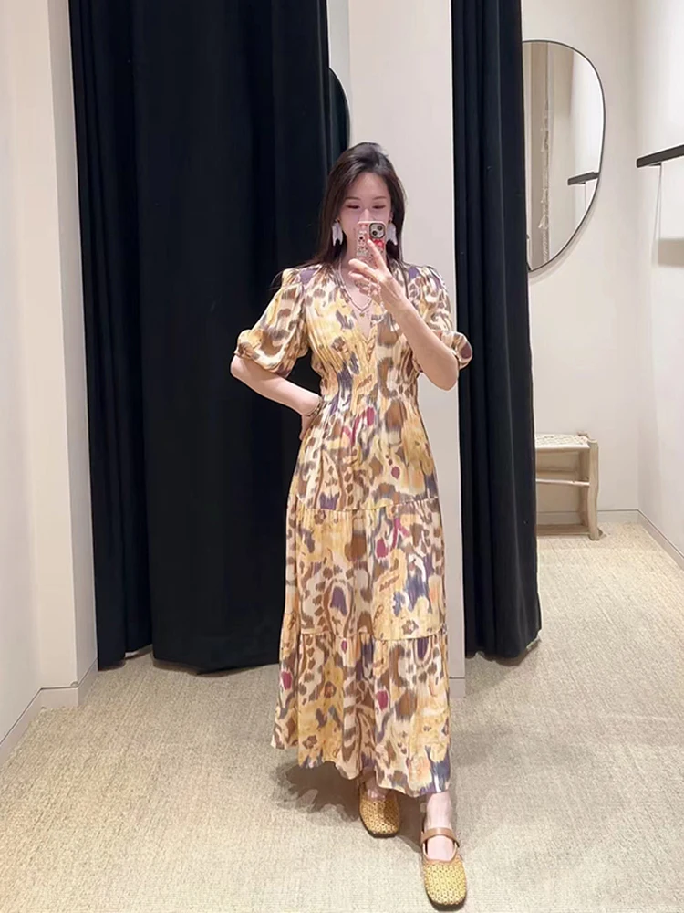 Summer 2026 Pleated V-neck Gradient Multi-layer Splice Long Dress Women's Dress French Style Polyester Fiber Casual Shirt Dress
Summer 2026 Pleated V-neck Gradient Multi-layer Splice Long Dress Women's Dress French Style Polyester Fiber Casual Shirt Dress