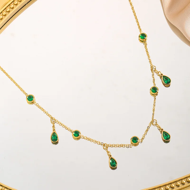 European and American Water Drop Color Zircon High-end Tassel Titanium Steel Necklace Light Luxury Versatile Stainless
European and American Water Drop Color Zircon High-end Tassel Titanium Steel Necklace Light Luxury Versatile Stainless
