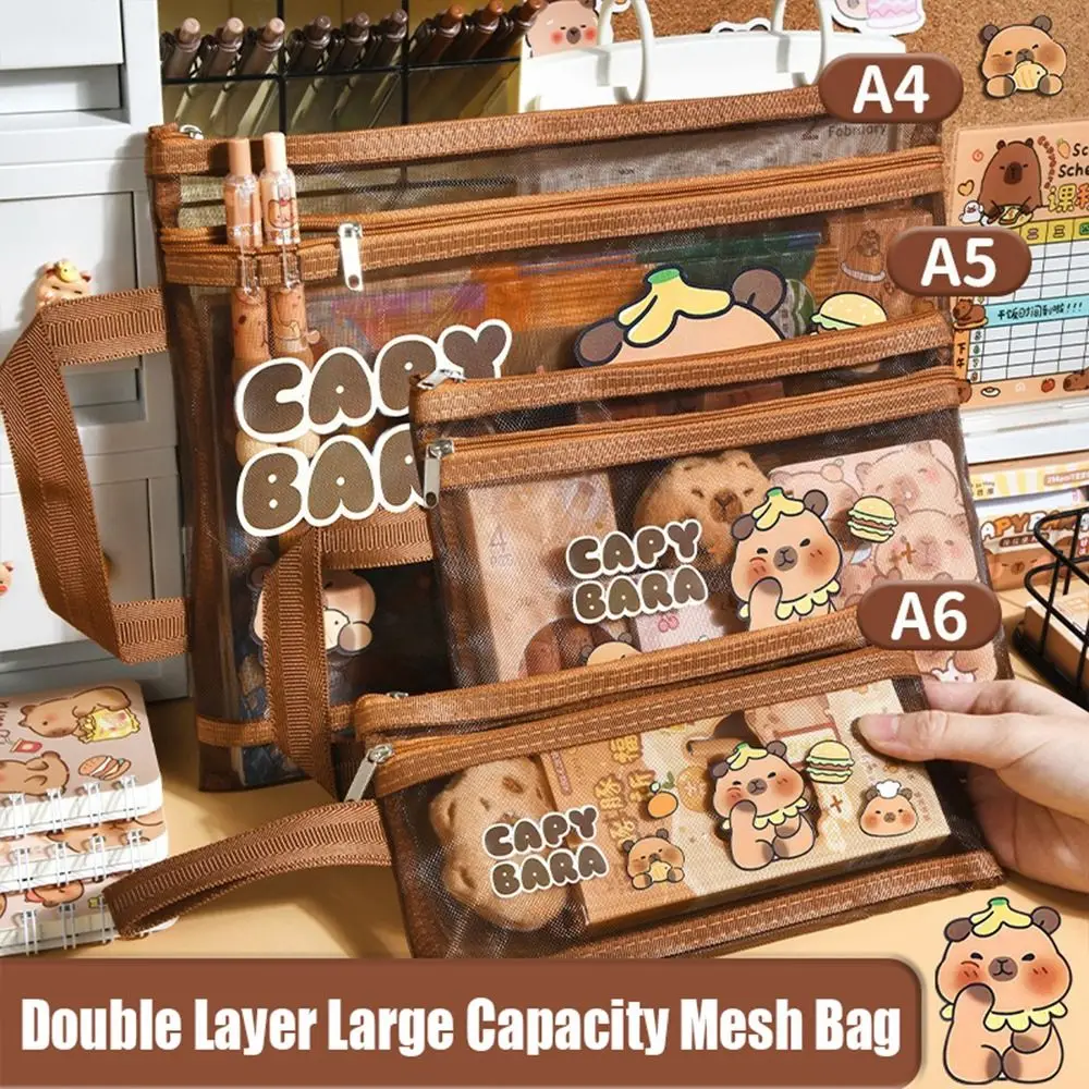 New Mesh Capybara Bag A4/A5/A6 Double Layer File Bag Large Capacity Dark Brown Mesh Storage Bag Back To School
New Mesh Capybara Bag A4/A5/A6 Double Layer File Bag Large Capacity Dark Brown Mesh Storage Bag Back To School