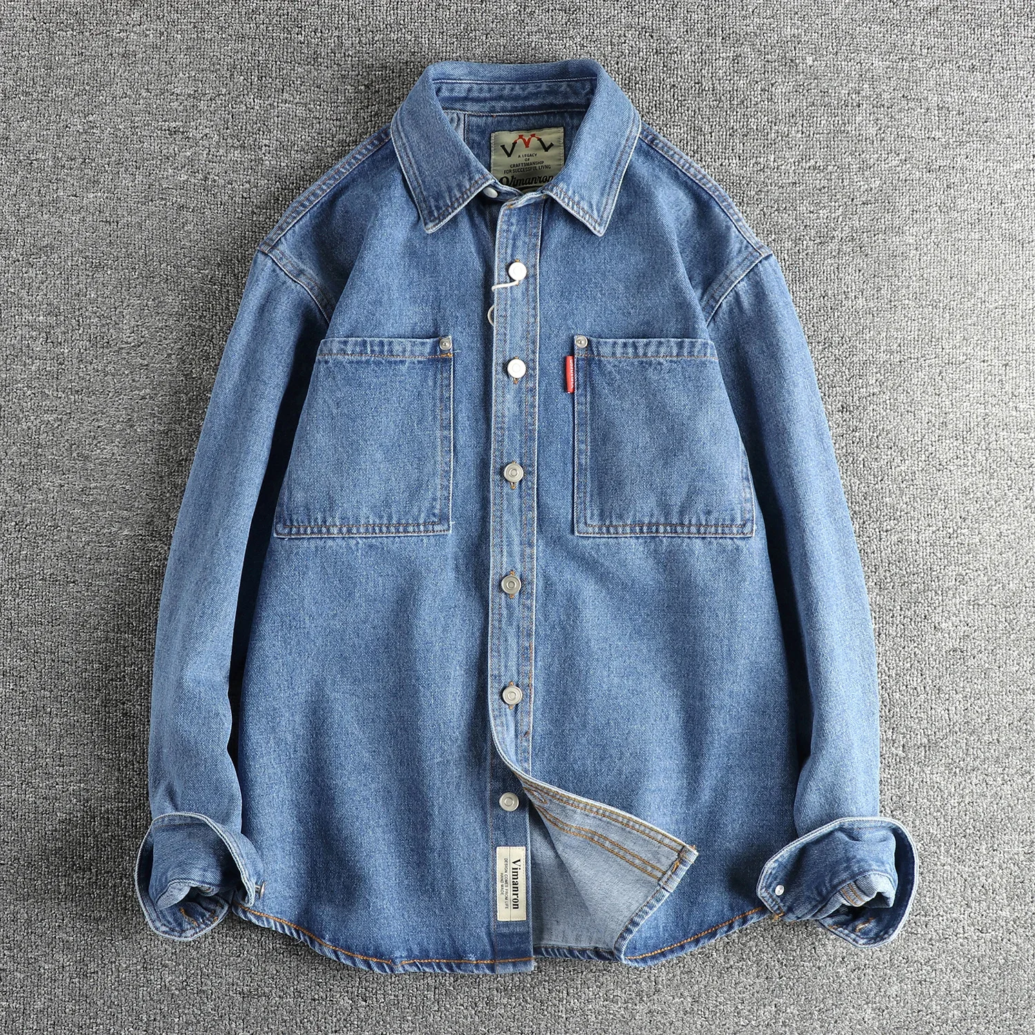 Men's Spring Retro Heavyweight Denim Cargo Shirt Double Pocket 100% Cotton Washed Casual Thin Jacket Simple American Style
Men's Spring Retro Heavyweight Denim Cargo Shirt Double Pocket 100% Cotton Washed Casual Thin Jacket Simple American Style