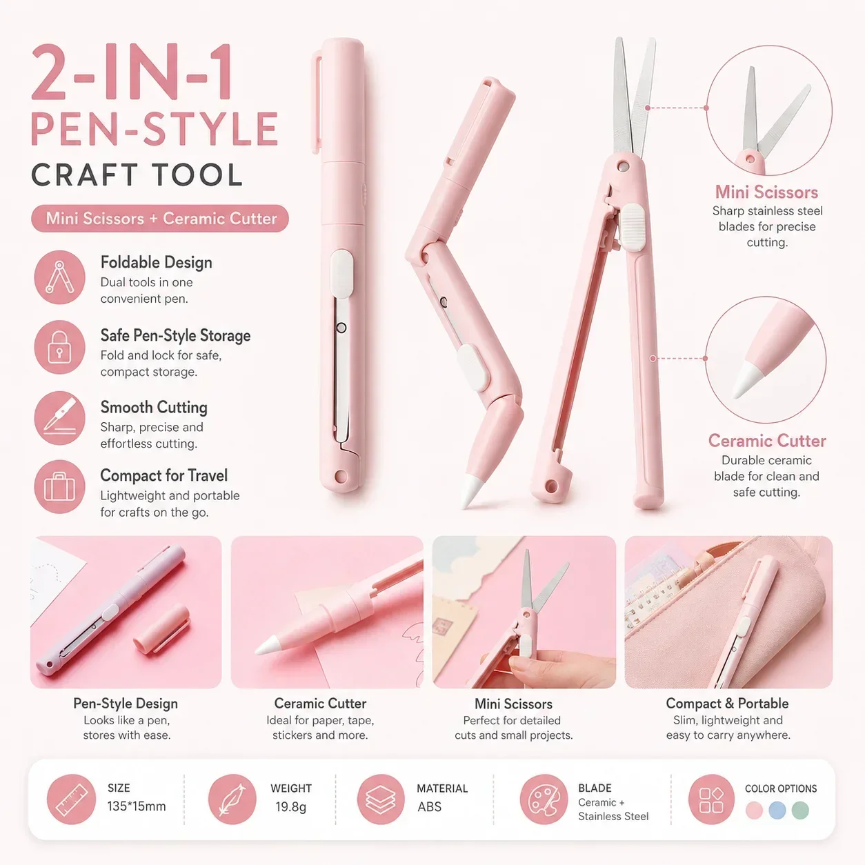 Creative Dual-purpose Journal Cutting Tool Pen Ceramic Knife Foldable Scissors Paper Craft Supplies
Creative Dual-purpose Journal Cutting Tool Pen Ceramic Knife Foldable Scissors Paper Craft Supplies