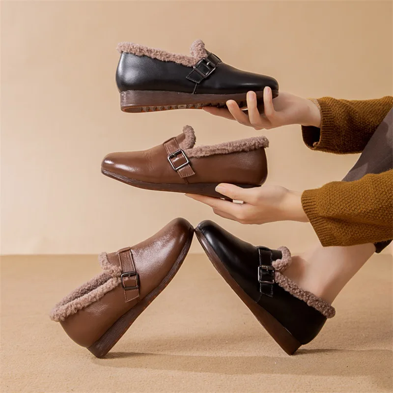 Women's Casual Lamb Fur Slippers Flat Bottom Warm Cotton Inner Winter Shoes Easy Wear Comfortable Non-Slip TPR Sole
Women's Casual Lamb Fur Slippers Flat Bottom Warm Cotton Inner Winter Shoes Easy Wear Comfortable Non-Slip TPR Sole