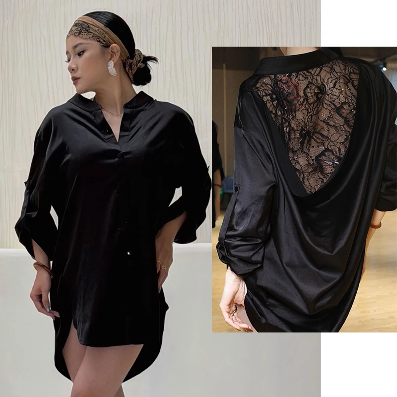 Атласные рубашки для латинских танцев, женские черные кружевные топы с длинными рукавами для взрослых, румба-ча-ча, танцевальная одежда, клубный танцевальный костюм NV25993
Атласные рубашки для латинских танцев, женские черные кружевные топы с длинными рукавами для взрослых, румба-ча-ча, танцевальная одежда, клубный танцевальный костюм NV25993