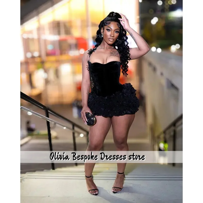 Black Girl Prom Dresses Luxury Velvet Mini Birthday Dress Women Ruffles Tiered Vestidos Para Mujer De Noche Customized
Black Girl Prom Dresses Luxury Velvet Mini Birthday Dress Women Ruffles Tiered Vestidos Para Mujer De Noche Customized