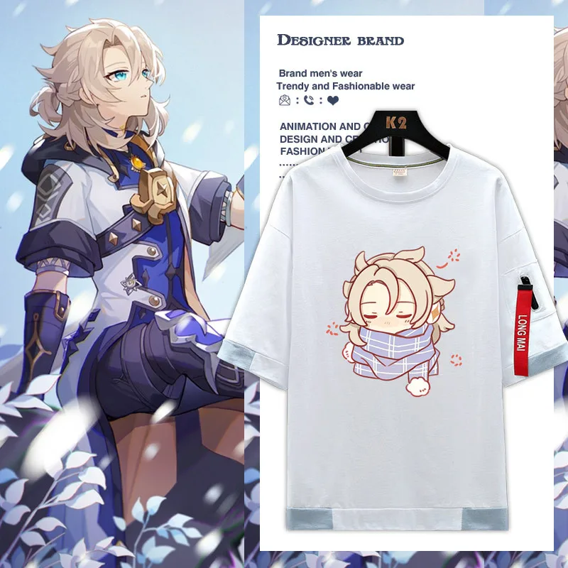 Game Anime Albedo Genshin Impact Cosplay Summer Fake Two Pieces Short Sleeve T-shirt Ribbon Tee Fashion Men Women Tops
Game Anime Albedo Genshin Impact Cosplay Summer Fake Two Pieces Short Sleeve T-shirt Ribbon Tee Fashion Men Women Tops