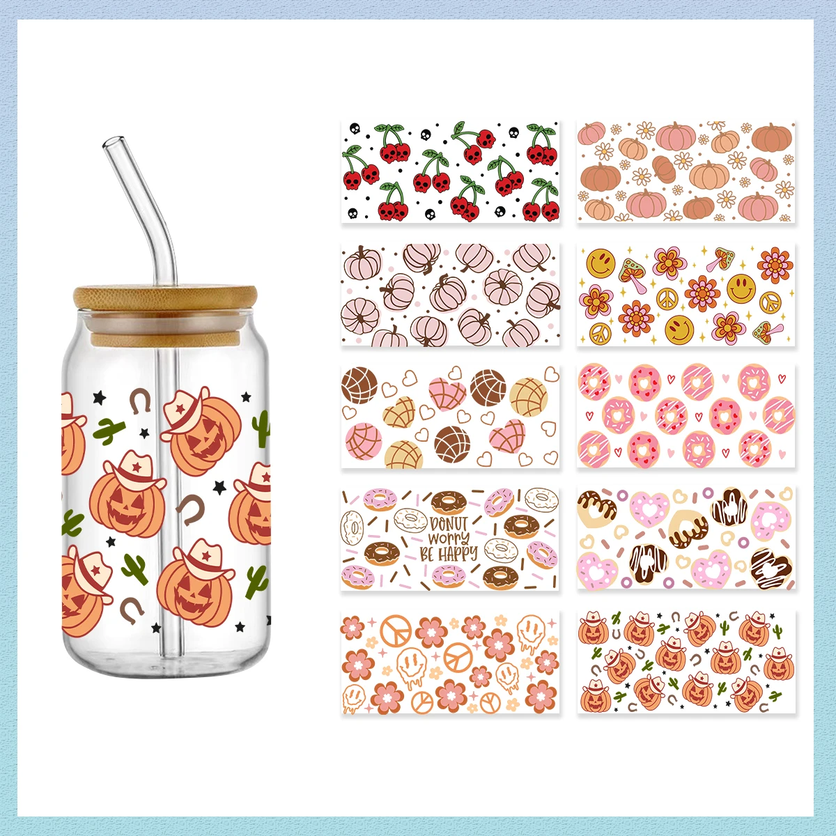 Cute pattern Hot Selling Design 3D Uv Dtf cup Sleeve Sticker For 16oz Waterproof Cup Sleeve Sticker High Temperature Resistance
Cute pattern Hot Selling Design 3D Uv Dtf cup Sleeve Sticker For 16oz Waterproof Cup Sleeve Sticker High Temperature Resistance