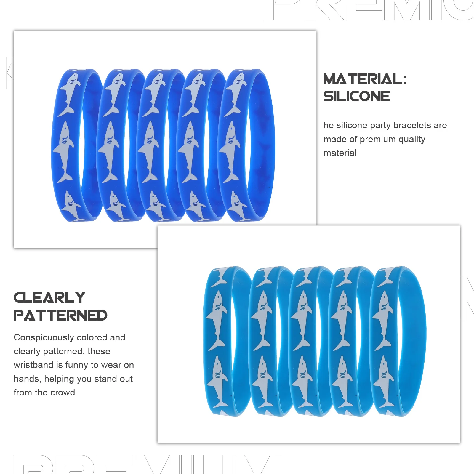 25Pcs Silicone Wristbands Shark Printed Bright Color Flexible Bracelets Party Accessories Durable Comfortable Wrist Straps
25Pcs Silicone Wristbands Shark Printed Bright Color Flexible Bracelets Party Accessories Durable Comfortable Wrist Straps