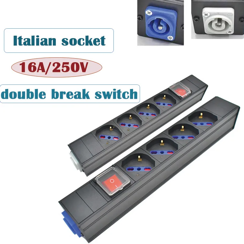 Italian socket PDU Power Strips Schuko Powerlink Aviation Input/Outputconnector with double break switch No extension line
Italian socket PDU Power Strips Schuko Powerlink Aviation Input/Outputconnector with double break switch No extension line