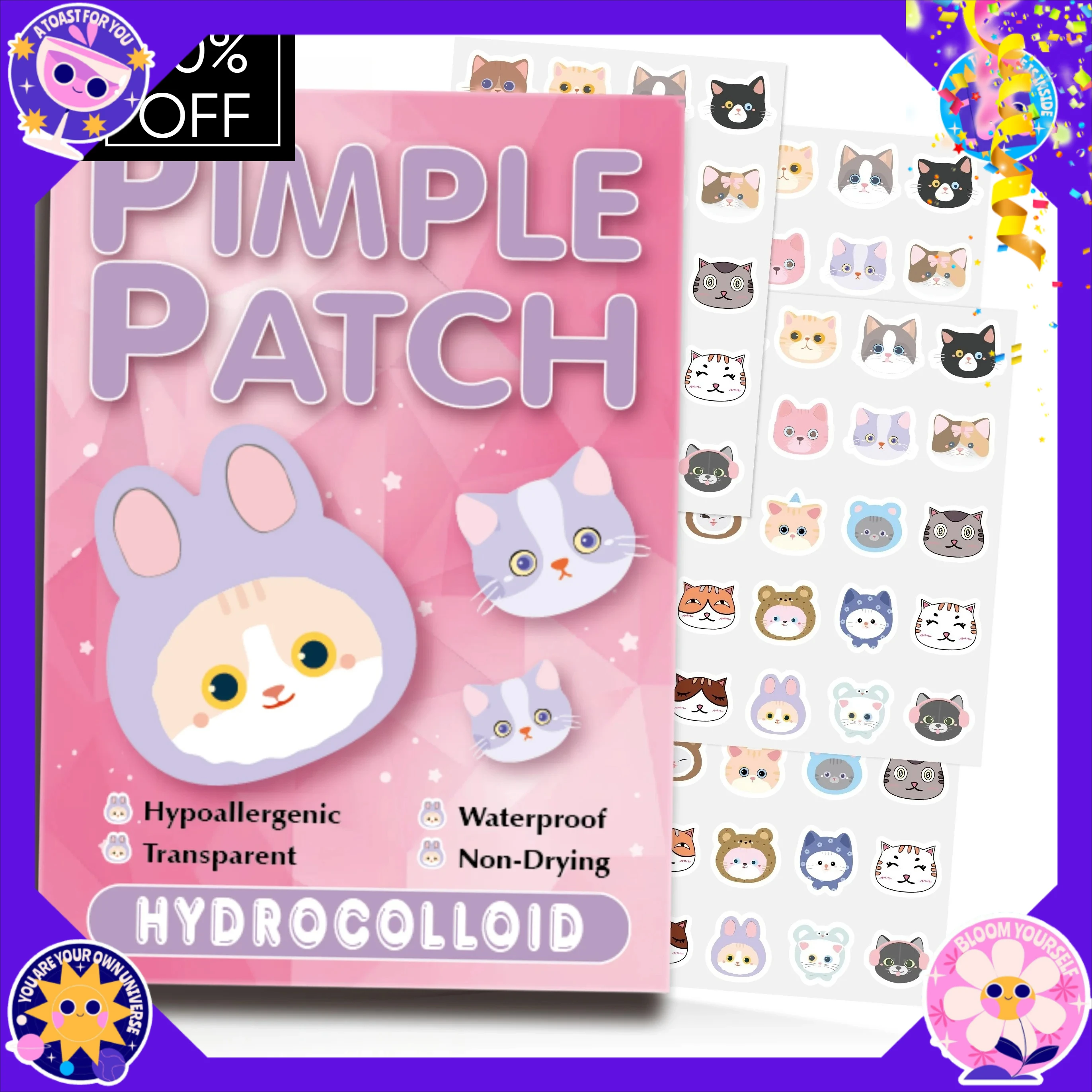 600PCS Cat Shape Acne Patches, Hydrocolloid Pimple Cover Stickers for Face, Safe Skin Friendly Blemish Patches, Invisible Acne Spot Treatment for Women, Men and Teenagers
600PCS Cat Shape Acne Patches, Hydrocolloid Pimple Cover Stickers for Face, Safe Skin Friendly Blemish Patches, Invisible Acne Spot Treatment for Women, Men and Teenagers