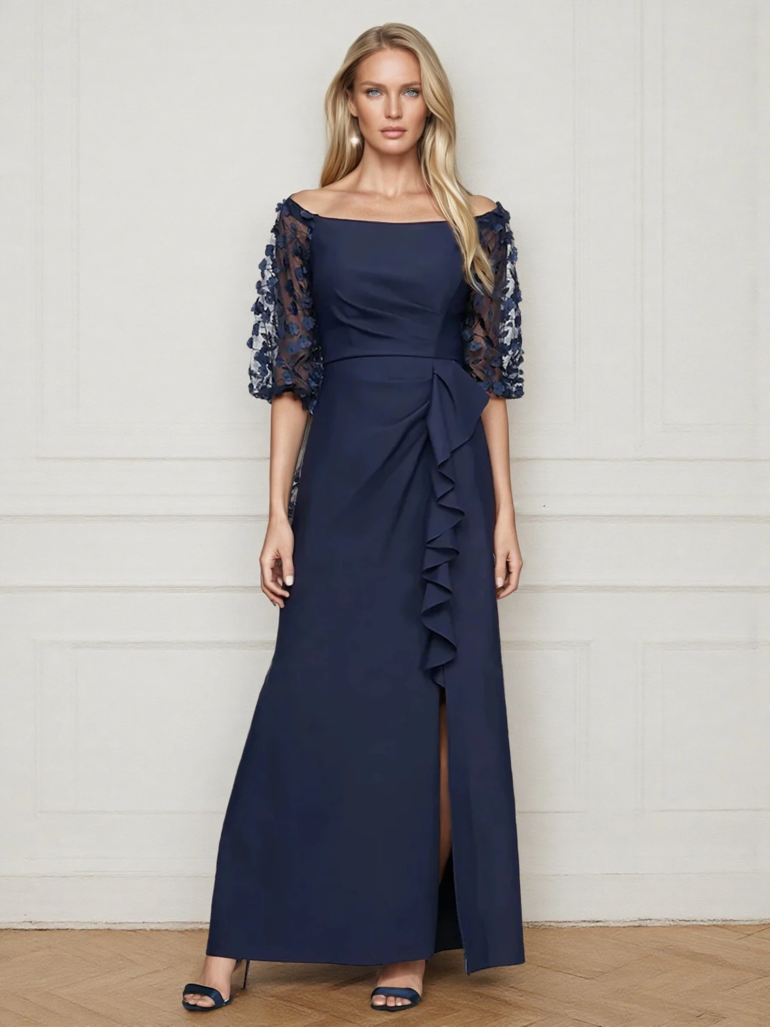 A-Line Dress Mother of the Bride Dress Elegant Floor Length Stretch Fabric Half Sleeve with Lace & Split Front 2025
A-Line Dress Mother of the Bride Dress Elegant Floor Length Stretch Fabric Half Sleeve with Lace & Split Front 2025
