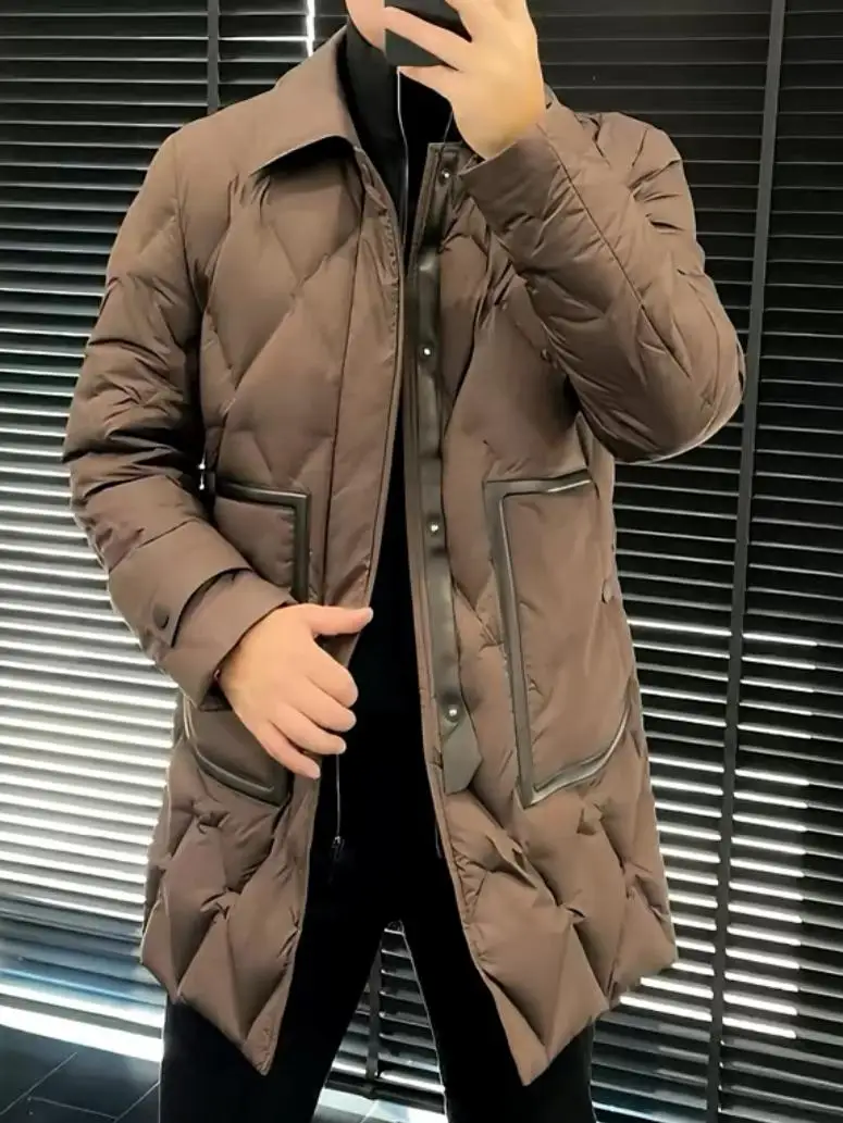 Removable Inner Collar Quilted Jaet Diamond Pattern Faionable Versatile Men's down Jaet Autumn Winter Outerwear
Removable Inner Collar Quilted Jaet Diamond Pattern Faionable Versatile Men's down Jaet Autumn Winter Outerwear