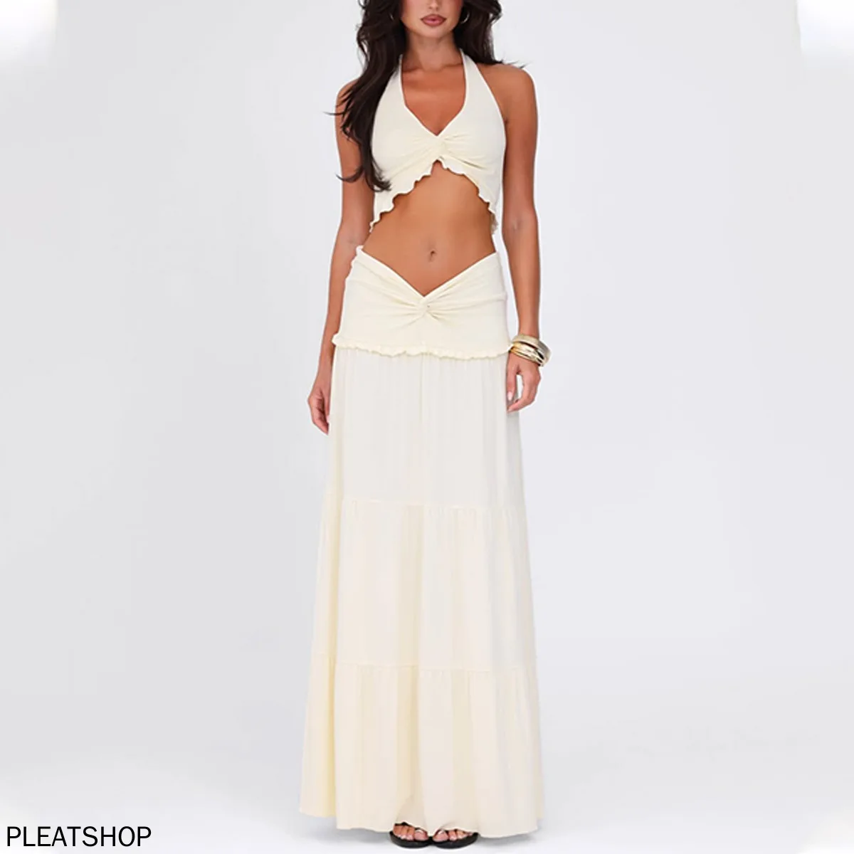 Женский весенний модный сексуальный топ с v-образным вырезом и деревянными ушками, длинная юбка с укороченным узлом - европейский и американский стиль
Женский весенний модный сексуальный топ с v-образным вырезом и деревянными ушками, длинная юбка с укороченным узлом - европейский и американский стиль