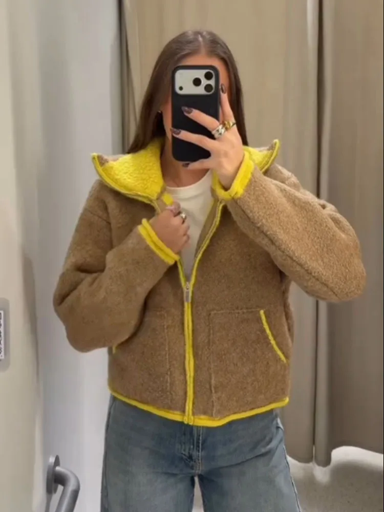 HH Women's Winter New Fashion Contrast Color Decorated Knitted Coat Female Simple Versatile Zipper Pocket Decorated Jacket Mujer
HH Women's Winter New Fashion Contrast Color Decorated Knitted Coat Female Simple Versatile Zipper Pocket Decorated Jacket Mujer