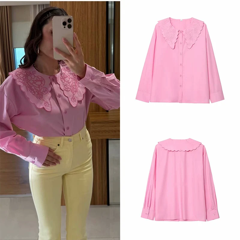 Shirts Women's Summer 2025 New Retro Embroidered Blouses Chic Loose Elegant Pink Women's Shirts Tops Fashion Street Youth Tops
Shirts Women's Summer 2025 New Retro Embroidered Blouses Chic Loose Elegant Pink Women's Shirts Tops Fashion Street Youth Tops