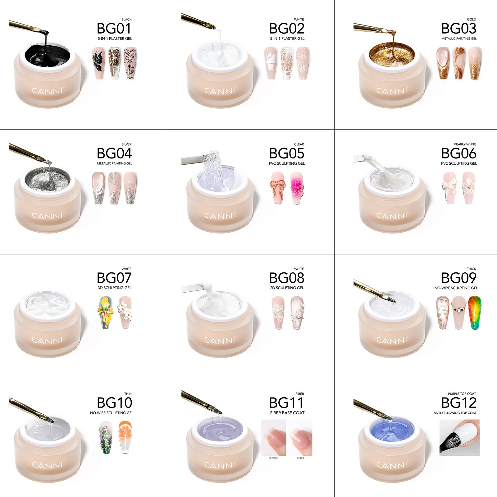 CANNI 5in1 Black White Paint Gel 12pcs/kit 10ml TPO FREE No Burning Formula Soak Off UV LED Multifunctional Gel for Nail Repair
CANNI 5in1 Black White Paint Gel 12pcs/kit 10ml TPO FREE No Burning Formula Soak Off UV LED Multifunctional Gel for Nail Repair