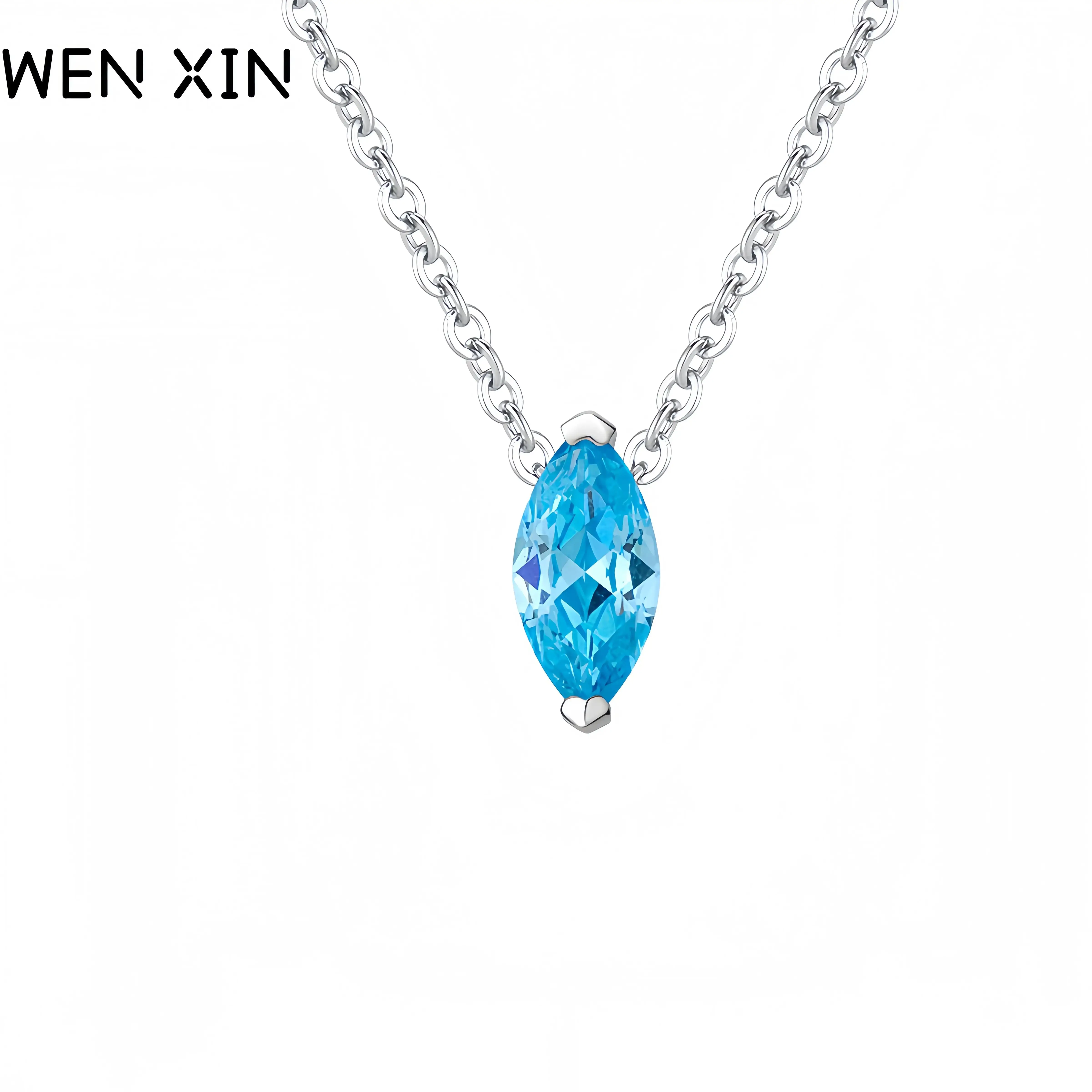 WENXIN Brand Luxury Diamond Shaped Sea Blue Zircon Necklace Pendants 925 Sterling Silver Pendant Necklaces Fine Jewelry
WENXIN Brand Luxury Diamond Shaped Sea Blue Zircon Necklace Pendants 925 Sterling Silver Pendant Necklaces Fine Jewelry