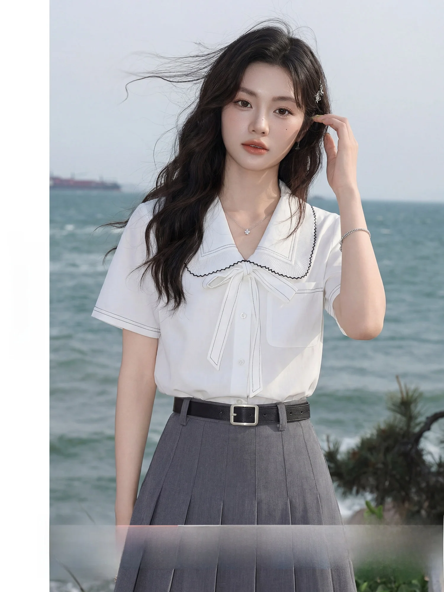 Summer Tailored Shirt Academy Style Inverted Waist Slim Fit Collared Top for Young Women Casual Wear Short Sleeve Button down
Summer Tailored Shirt Academy Style Inverted Waist Slim Fit Collared Top for Young Women Casual Wear Short Sleeve Button down