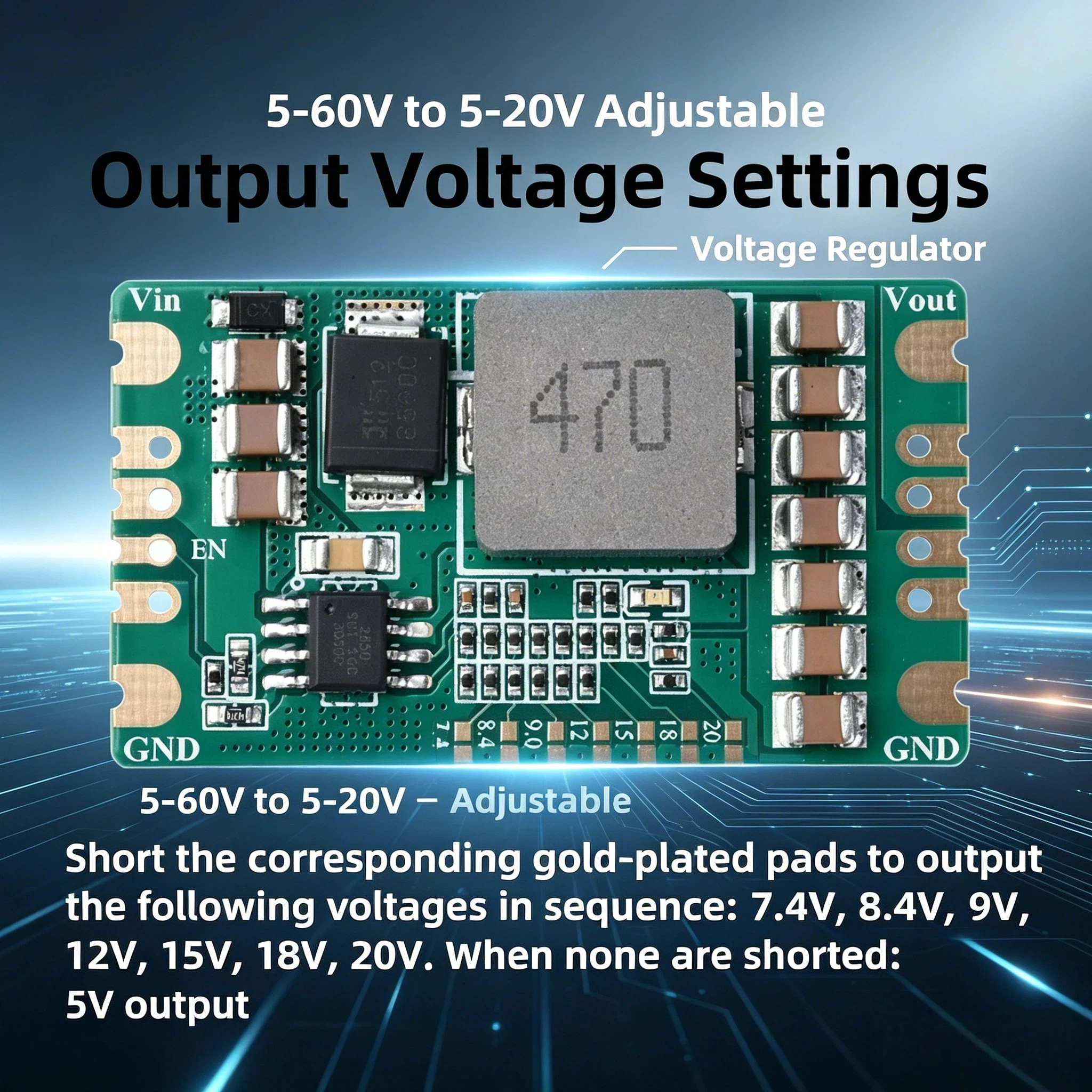 5A DC-DC Step Down Buck Converter 5-60V to 5-20V Adjustable Voltage Regulator Module for Industrial Power Supply
5A DC-DC Step Down Buck Converter 5-60V to 5-20V Adjustable Voltage Regulator Module for Industrial Power Supply