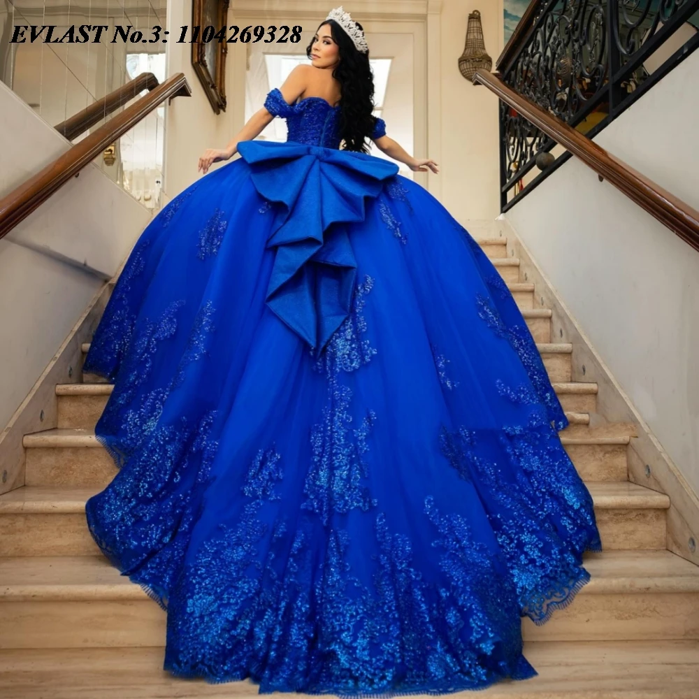 EVLAST индивидуальное королевское синее платье Quinceanera, бальное платье, кружевная аппликация, корсет с бантом и бисером, Sweet 16, Vestidos De 15 Anos E3Q45
EVLAST индивидуальное королевское синее платье Quinceanera, бальное платье, кружевная аппликация, корсет с бантом и бисером, Sweet 16, Vestidos De 15 Anos E3Q45