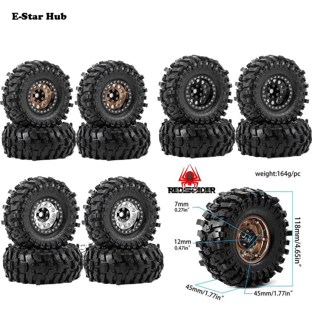 4PCS Metal 118MM Beadlock Wheels Tires for Traxxas TRX4 RC4WD D90 Axial SCX10 II III MST 1/10 RC Crawler Car
4PCS Metal 118MM Beadlock Wheels Tires for Traxxas TRX4 RC4WD D90 Axial SCX10 II III MST 1/10 RC Crawler Car