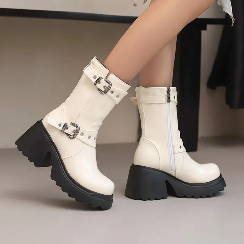 2026 New Autumn and Winter White Women's Mid Length Boots with Round Toe, Soft and Thick Sole, High Heels, Side Zipper
2026 New Autumn and Winter White Women's Mid Length Boots with Round Toe, Soft and Thick Sole, High Heels, Side Zipper
