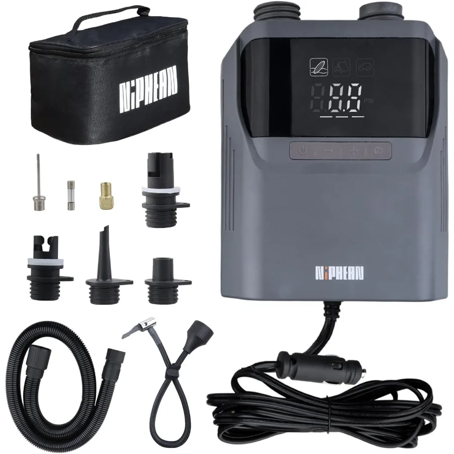Electric Pump for Inflatables with 118'' Cable 50 PSI Auto-Off Air Inflator for SUP Car Tires Balloons Mattress Tent - Black
Electric Pump for Inflatables with 118'' Cable 50 PSI Auto-Off Air Inflator for SUP Car Tires Balloons Mattress Tent - Black