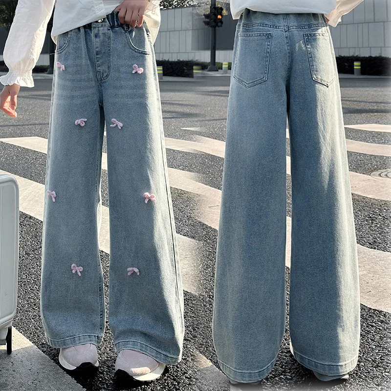 Classic Kids Girls Casual Straight Fit Jeans Pants with Bow Applique Elegant Teenage Child Street Denim Trousers Age 5-14 Years
Classic Kids Girls Casual Straight Fit Jeans Pants with Bow Applique Elegant Teenage Child Street Denim Trousers Age 5-14 Years