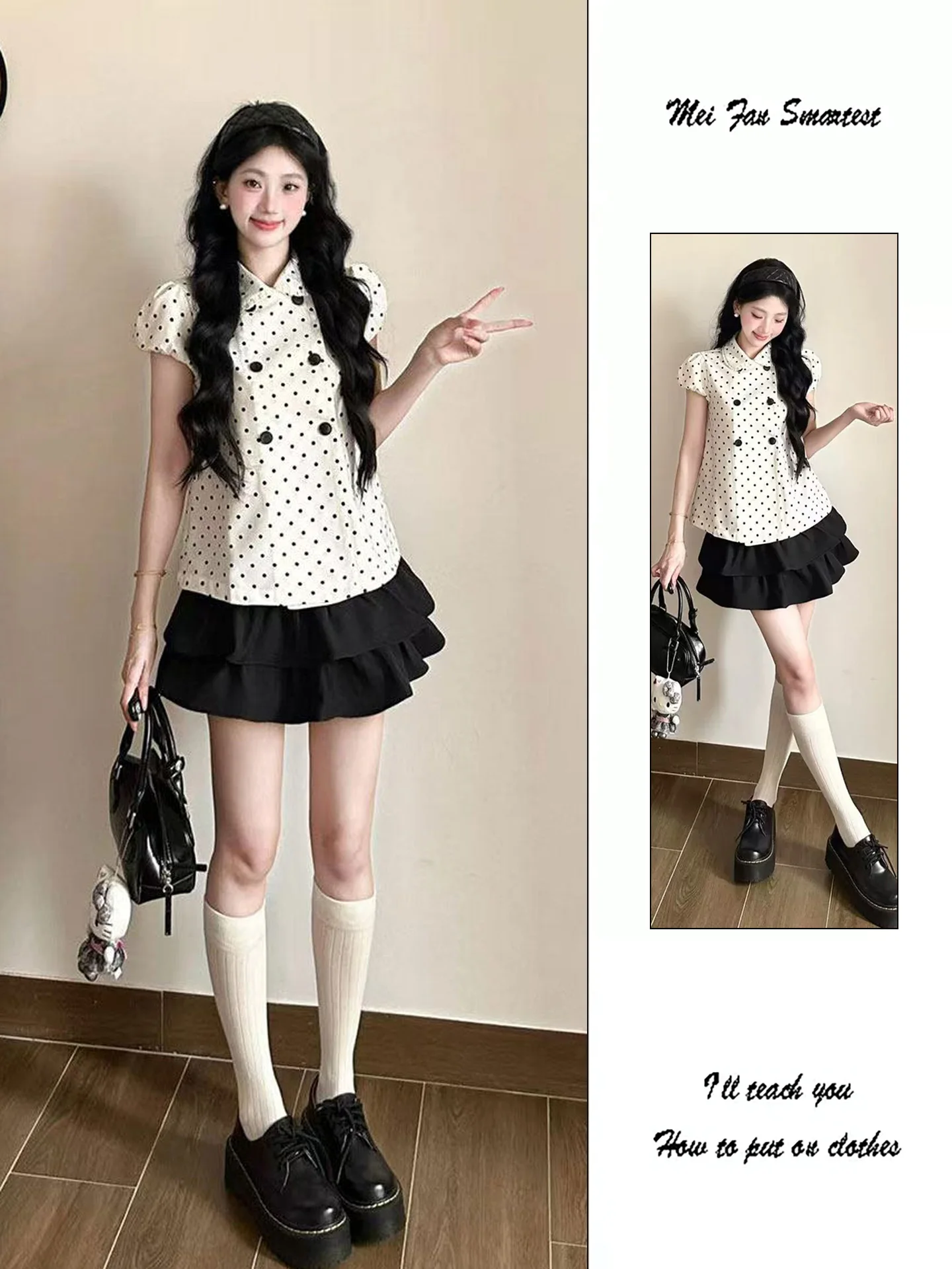 Sweet Style Pink Bubble Sleeve Shirt Women's Summer Korean Retro Polka Dot Skirt Set Breathable High Waist Short Sleeve Dress
Sweet Style Pink Bubble Sleeve Shirt Women's Summer Korean Retro Polka Dot Skirt Set Breathable High Waist Short Sleeve Dress