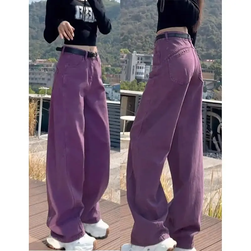 Фиолетовые джинсы Scimitar большого размера, женские весенне-осенние прямые джинсовые брюки с высокой талией, корейские свободные ковбойские широкие брюки
Фиолетовые джинсы Scimitar большого размера, женские весенне-осенние прямые джинсовые брюки с высокой талией, корейские свободные ковбойские широкие брюки