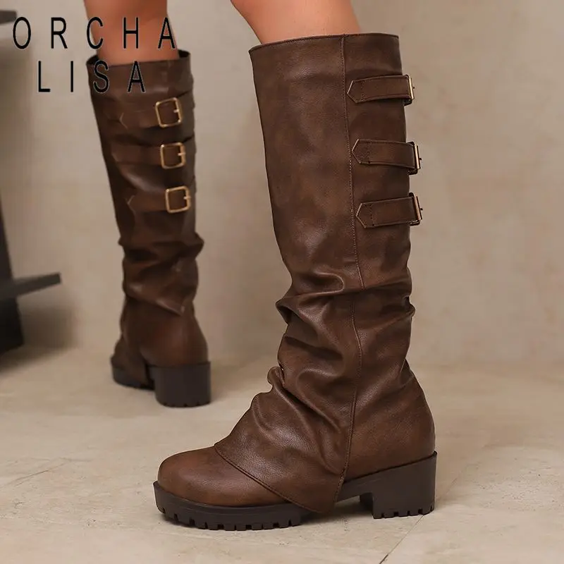 ORCHA LISA 2025 Женские дизайнерские сапоги до колена с круглым носком на тяжелом каблуке 5 см на платформе 2 см с застежкой на поясе 43 44 45 Повседневные ботильоны
ORCHA LISA 2025 Женские дизайнерские сапоги до колена с круглым носком на тяжелом каблуке 5 см на платформе 2 см с застежкой на поясе 43 44 45 Повседневные ботильоны