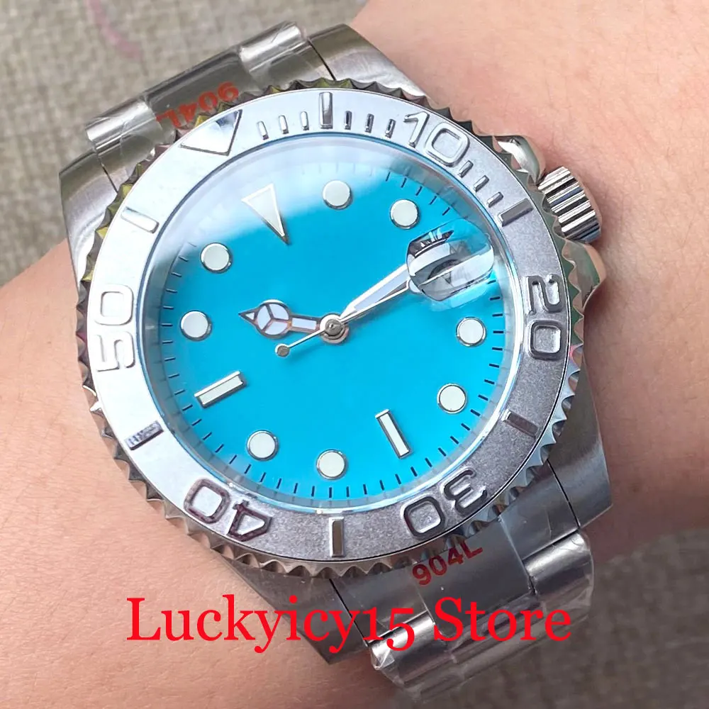 40MM Japan NH35A Movement Automatic Men's Watch Sky Blue Dial With Auto Date Sapphire Crystal Steel Strap Rotating Bezel
40MM Japan NH35A Movement Automatic Men's Watch Sky Blue Dial With Auto Date Sapphire Crystal Steel Strap Rotating Bezel
