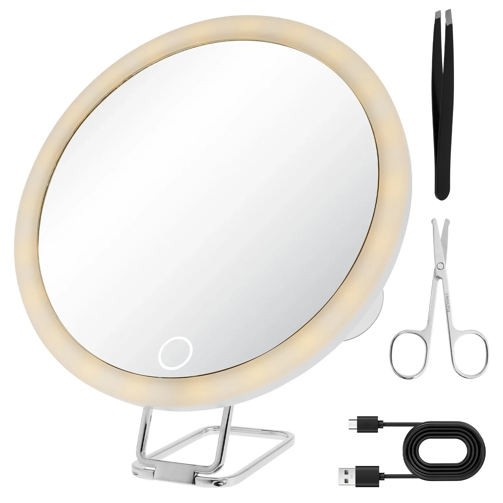 6 Inch 30x Magnification Mirror With LED Light 360° Rotating Vertical Magnifying Mirror 3 Color Modes Home Travel Makeup Mirror
6 Inch 30x Magnification Mirror With LED Light 360° Rotating Vertical Magnifying Mirror 3 Color Modes Home Travel Makeup Mirror