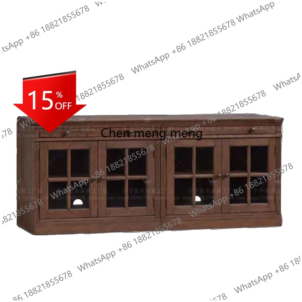 Q178 French retro American simple solid wood storage glass door three drawers TV cabinet
Q178 French retro American simple solid wood storage glass door three drawers TV cabinet