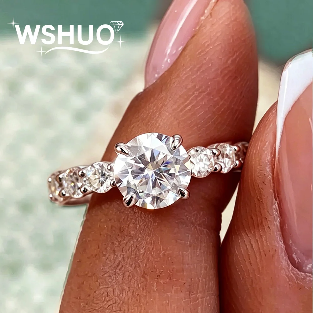 GRA Certified 2CT Round Brilliant Cut Full Moissanite Engagement Rings with Side Diamond 100% S925 Silver Wedding Ring for Women
GRA Certified 2CT Round Brilliant Cut Full Moissanite Engagement Rings with Side Diamond 100% S925 Silver Wedding Ring for Women