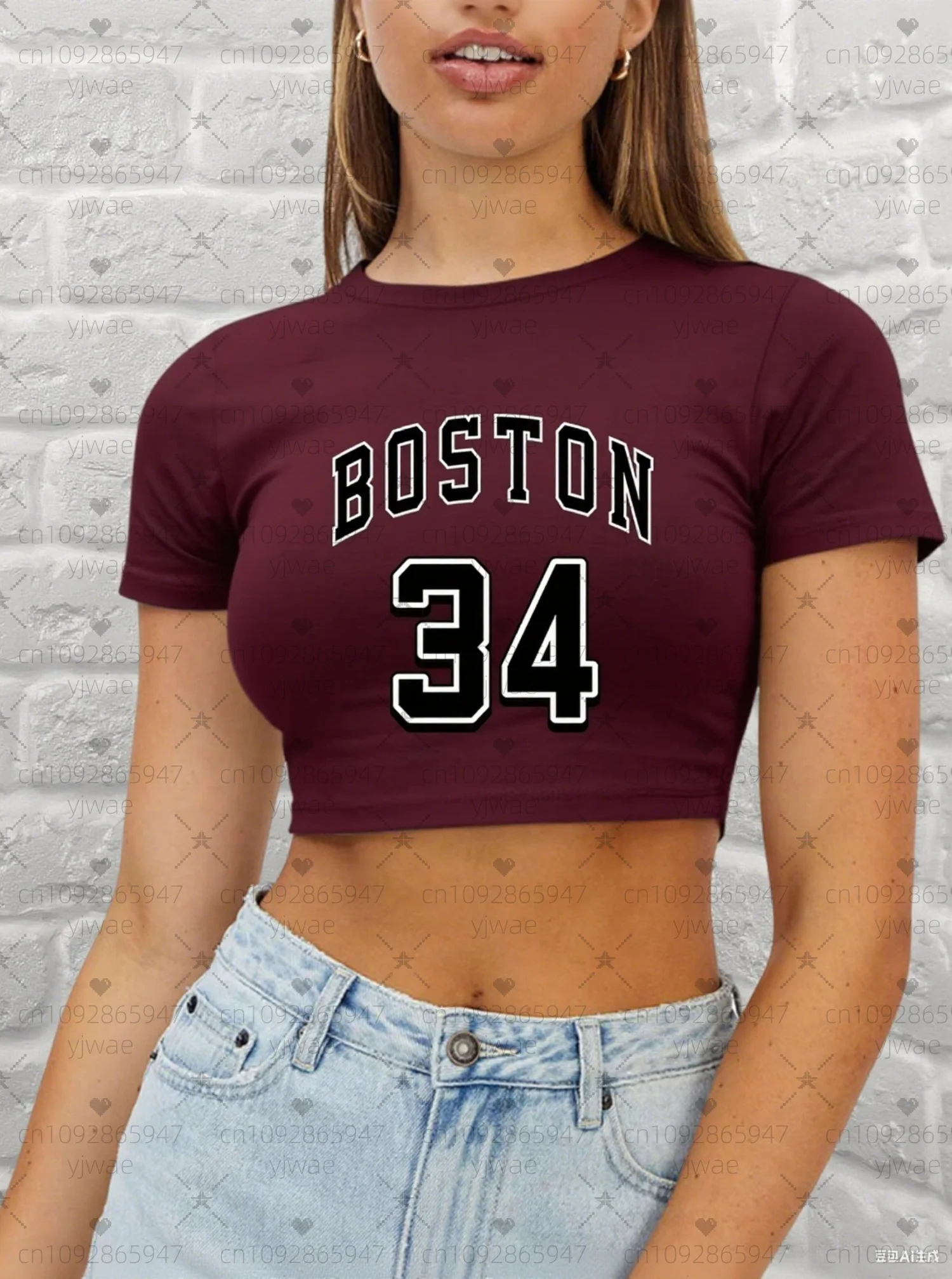 New 2025 Summer Women's BOSTON NO.34 Print Casual Cropped Short T-Shirt Graphic Tees Women Round Neck Casual Short Tops Tee
New 2025 Summer Women's BOSTON NO.34 Print Casual Cropped Short T-Shirt Graphic Tees Women Round Neck Casual Short Tops Tee