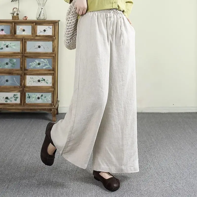 Casual Loose Ice Silk Pants Women's High Waist Elastic Waist Nine Points Leisure Trousers Korean Style Straight Leg Pants
Casual Loose Ice Silk Pants Women's High Waist Elastic Waist Nine Points Leisure Trousers Korean Style Straight Leg Pants