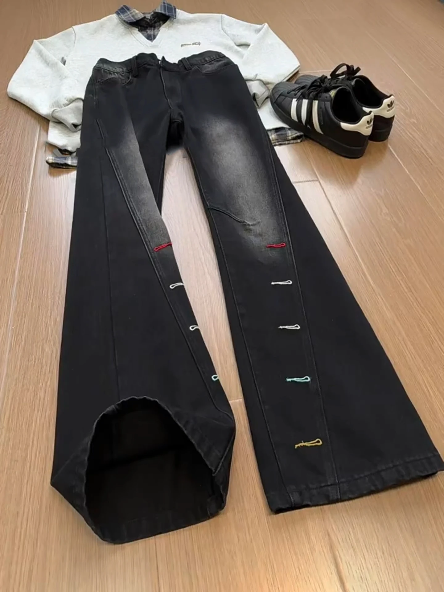 American Waed Embroidered Loose Straight Leg Retro Bell Bot Men's Jeans Cleanfit High Street Sle Casual Vintage Jeans
American Waed Embroidered Loose Straight Leg Retro Bell Bot Men's Jeans Cleanfit High Street Sle Casual Vintage Jeans