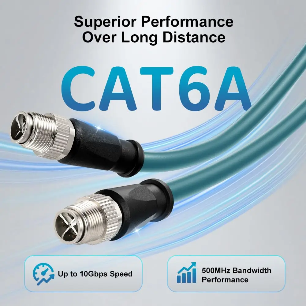 Alvin's Cables M12 X-Code 8 Pin Male to 8 Pin Male Cat6a Ethernet Cable Shielded for Cognex Basler Industrial 65.6ft/20m Green
Alvin's Cables M12 X-Code 8 Pin Male to 8 Pin Male Cat6a Ethernet Cable Shielded for Cognex Basler Industrial 65.6ft/20m Green