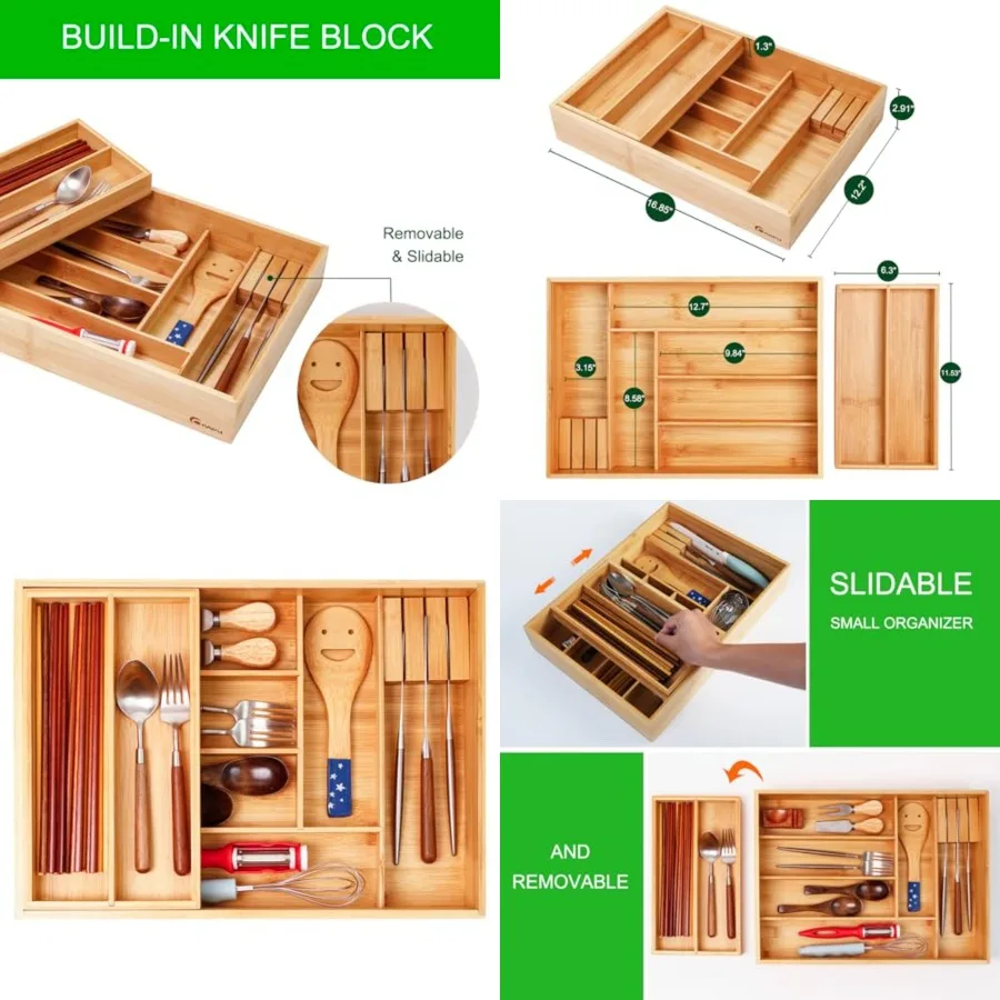 Double Layer Bamboo Kitchen Drawer Organizer Cutlery Utensil Silverware Drawer Organizer, cutlery Silverware Tray for Drawer, d
Double Layer Bamboo Kitchen Drawer Organizer Cutlery Utensil Silverware Drawer Organizer, cutlery Silverware Tray for Drawer, d