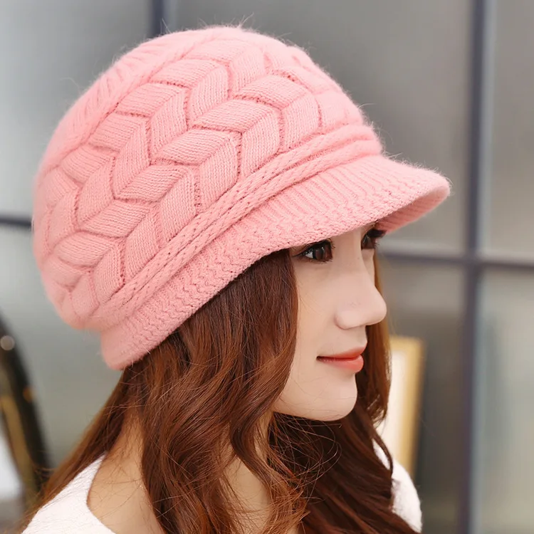 

Women's Hat Autumn Cap Winter Knitted Cap Bow Thread Arrow Rabbit Hair Thickened Double Layer Warm Ear Protection
