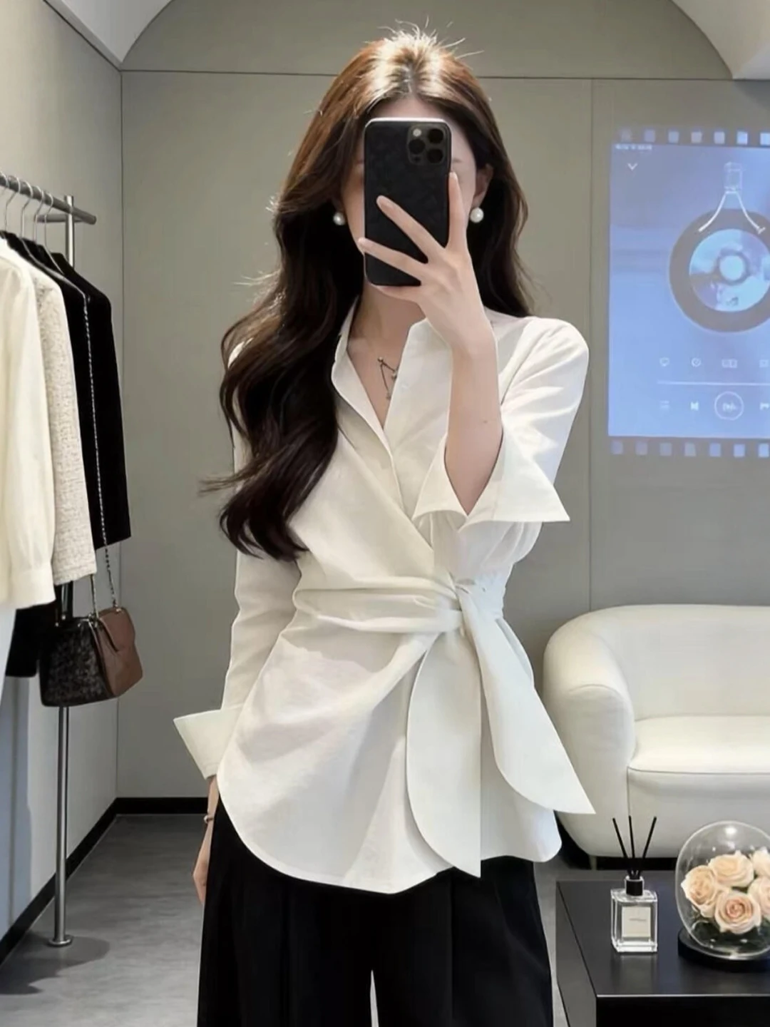 White Cross Waist Tie Long Sve irt Women's Spring Autumn Profional Commute Interview irt Uneven Pleat Top
White Cross Waist Tie Long Sve irt Women's Spring Autumn Profional Commute Interview irt Uneven Pleat Top